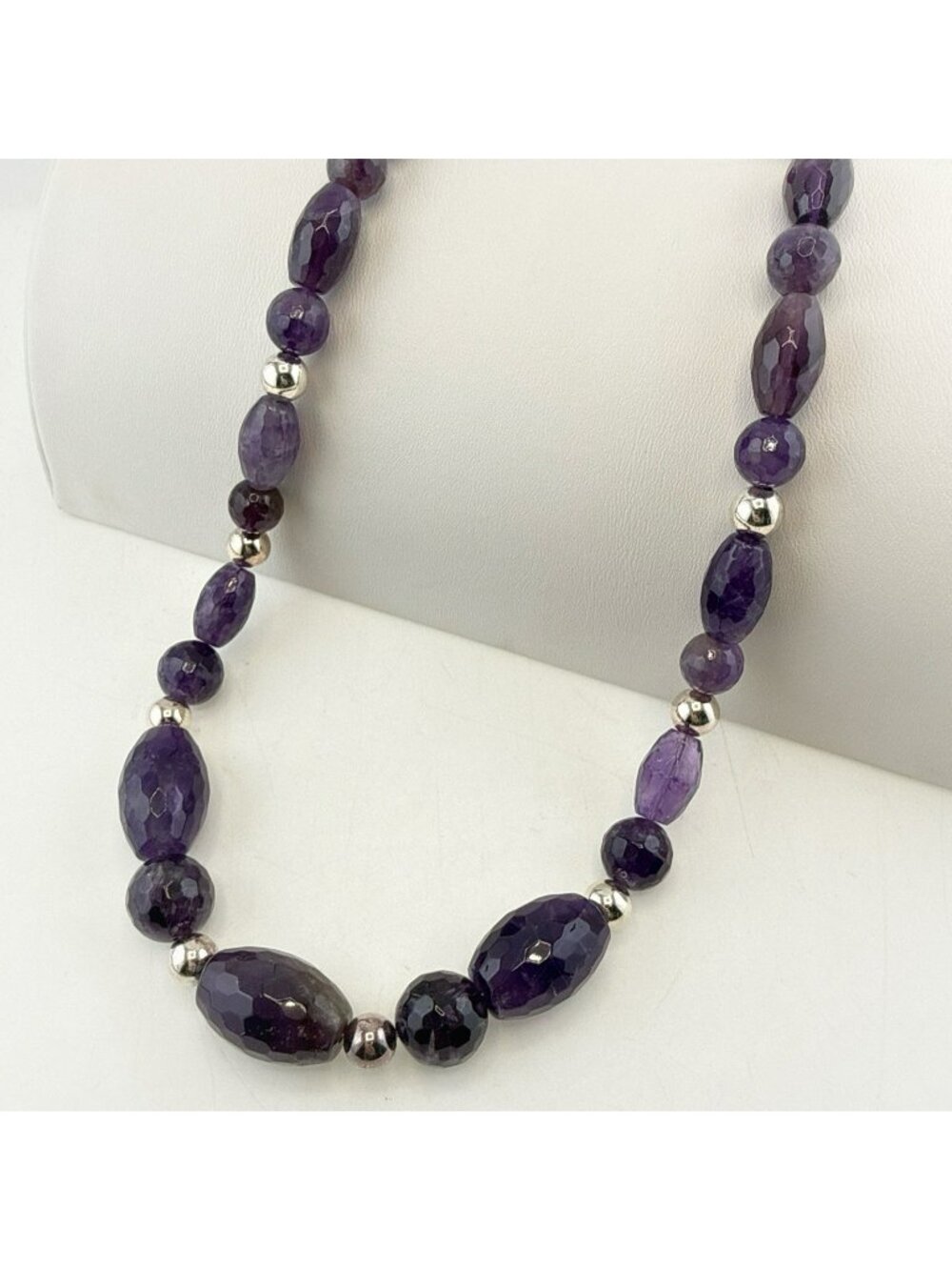 Jay King Necklace Amethyst Purple Chunky Faceted Bead Sterling Silver 925